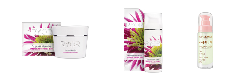 Ryor Enzymatic Peeling, Ryor Depigmentation Cream and Dermacol Niacinamide Serum, Czech care for post-summer dark spots