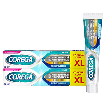 Corega Extra Strong Flavour Free Adhesive Cream XL Twin Pack