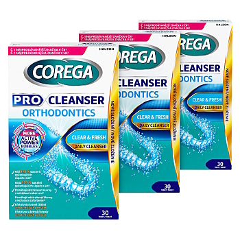 Corega Pro Cleanser Orthodontics Tablets Triple Pack