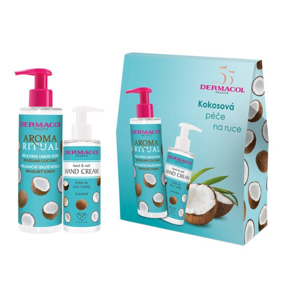 Dermacol Gift Set Aroma Ritual Handsoap Coconut, Hand And Nail Cream