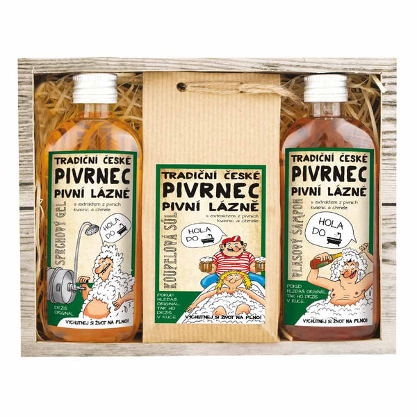 Bohemia Gifts - Set cosmético Pivrnec - Gel 100ml, Sal 150 g y champú 100ml