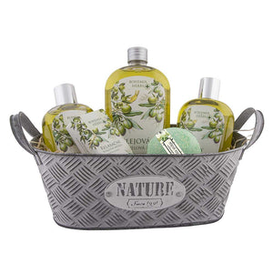 Bohemia Gifts: Geschenk-Blechdose mit Olivenöl-Kosmetik