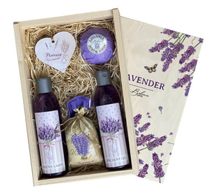 بلسم شعر قنب هدية بوهيميا - صندوق هدايا خشبي صغير - لافندر